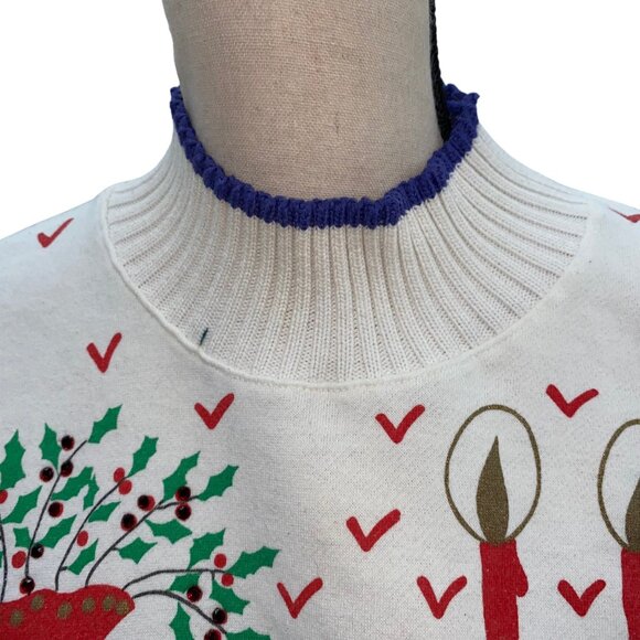 Vintage Christmas Holiday sweatshirt  Christmas fireplace L/XL - Picture 2 of 6